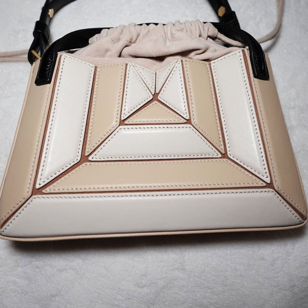MLOUYE MINI SERA Cream and Tan Geometric Mini Bag